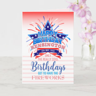 Whimsical 4. Juli Feuerwerk Geburtstag Karte
