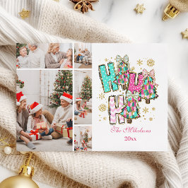 Whimsical 5 Foto Ho Ho Ho Weihnachtsfamilie Feiertagskarte
