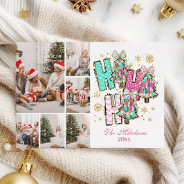 Whimsical 6 Foto Ho Ho Ho Weihnachtsfamilie Feiertagskarte
