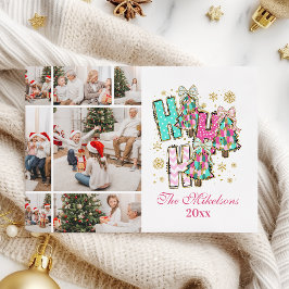 Whimsical 7 Foto Ho Ho Ho Weihnachtsfamilie Feiertagskarte