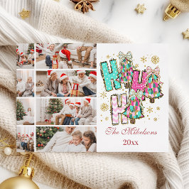 Whimsical 8 Foto Ho Ho Ho Weihnachtsfamilie Feiertagskarte