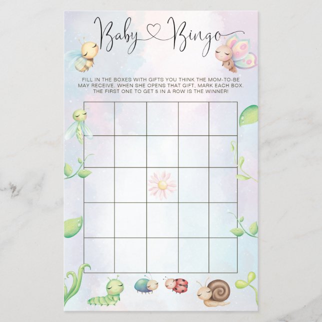 Whimsical A Little Liebe Bug Rainbow Baby Bingo Flyer (Vorne)