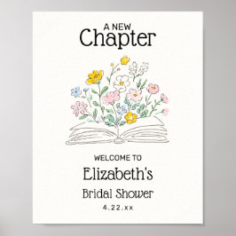 Whimsical A New Chapter Bridal Shower Welcome Sign Poster