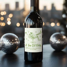 Whimsical A Tini Bit Ältere Grünen Geburtstagspart Weinetikett