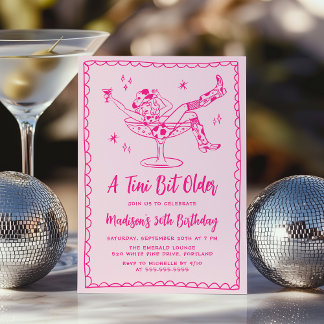 Whimsical A Tini Bit Ältere Hot Pink Geburtstagspa Einladung