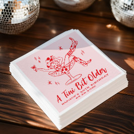 Whimsical A Tini Bit Ältere Rosa und Rot Geburtsta Serviette