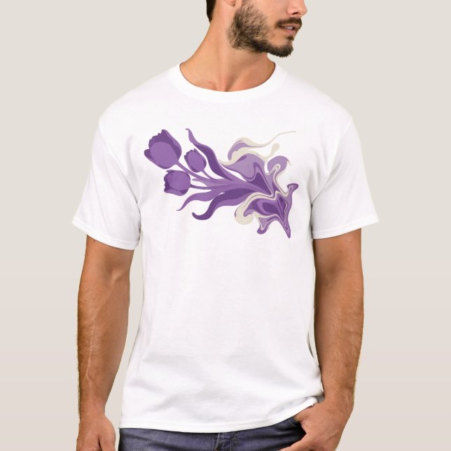 Whimsical ABSTRACT BLUME Visuelles Design T-Shirt (Vorderseite)