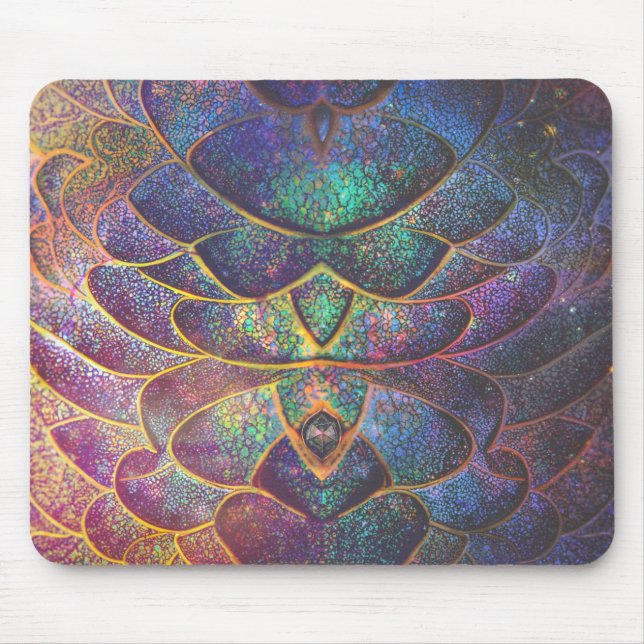 Whimsical Abstract Dragon Scales Cool Fractal Art Mousepad (Vorne)