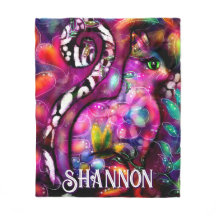 Whimsical Abstract Kitty Cat Floral Personalisiert
