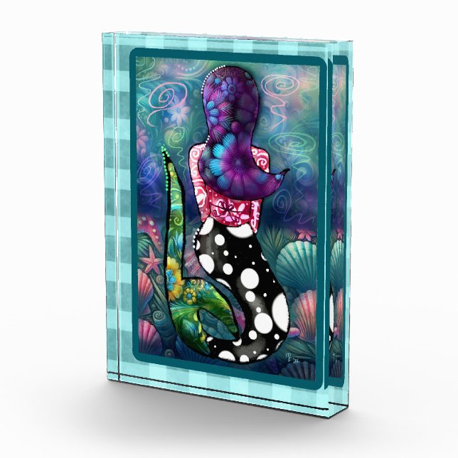 Whimsical Abstract Mermaid Nautical Teal Seashells Fotoblock (Rechts)