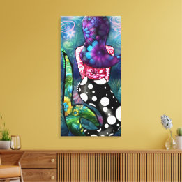 Whimsical Abstract Mermaid Nautical Teal Seashells Leinwanddruck