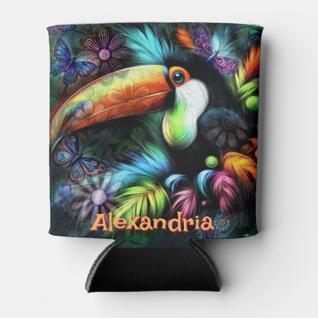 Whimsical Abstract Toucan Bird Personalized Dosenkühler (Vorderseite)