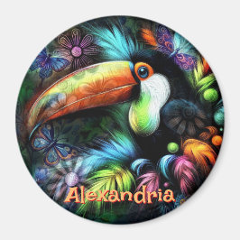 Whimsical Abstract Toucan Bird Personalized Magnet