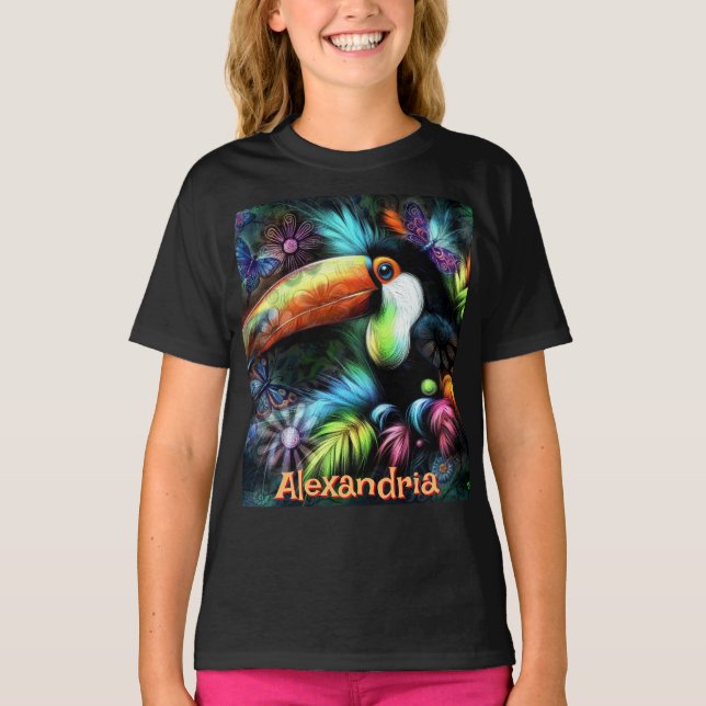 Whimsical Abstract Toucan Bird Personalized T-Shirt (Vorderseite)