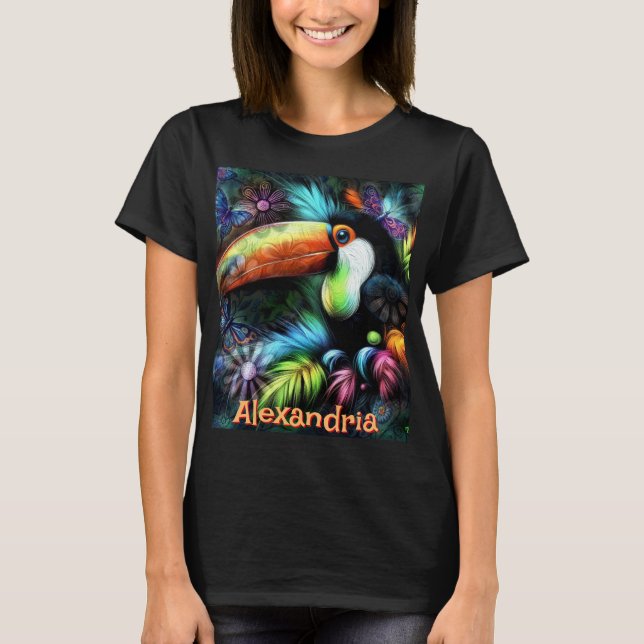 Whimsical Abstract Toucan Bird Personalized T-Shirt (Vorderseite)