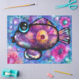 Whimsical Abstrakt Big Mit Augen Fish Floral Decou Seidenpapier