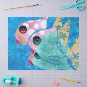 Whimsical Abstrakt Fish Nautical Coast Aquamarin P Seidenpapier