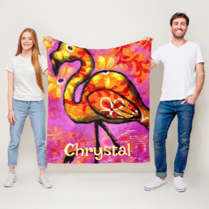 Whimsical Abstrakt Flamingo Bird Personalisiert Fleecedecke