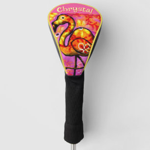 Whimsical Abstrakt Flamingo Bird Personalisiert Golf Headcover