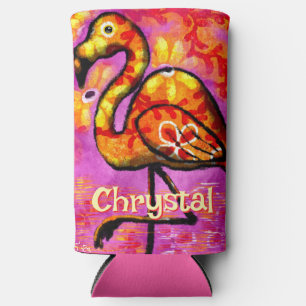 Whimsical Abstrakt Flamingo Bird Personalisiert Selters Dosenkühler