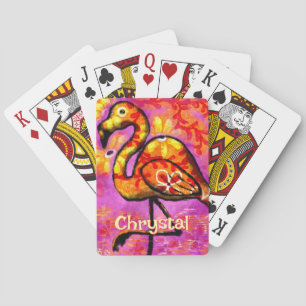 Whimsical Abstrakt Flamingo Bird Personalisiert Spielkarten
