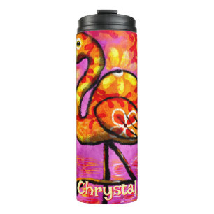 Whimsical Abstrakt Flamingo Bird Personalisiert Thermosbecher