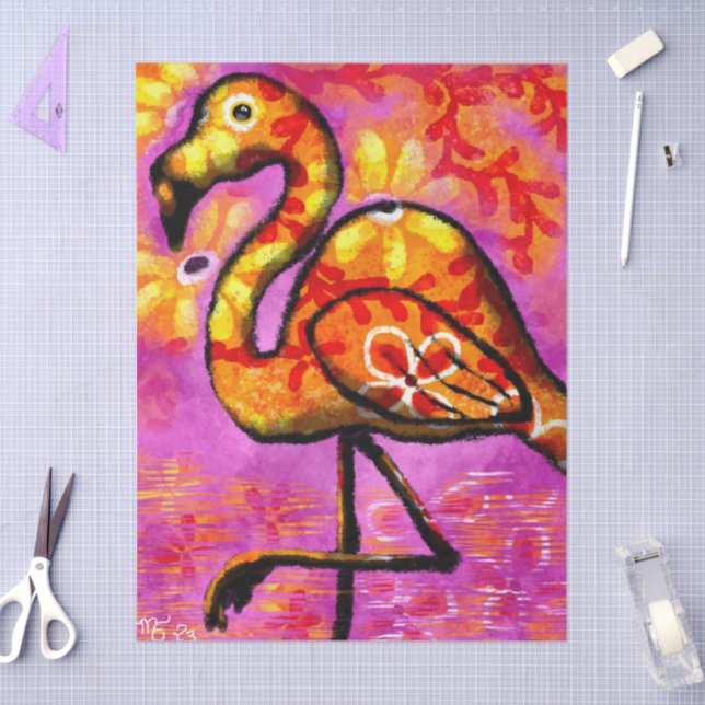 Whimsical Abstrakt Flamingo Floral Decoupage Seidenpapier (Basteln)