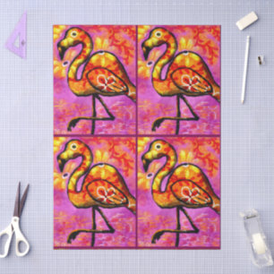 Whimsical Abstrakt Flamingo Floral Decoupage Seidenpapier