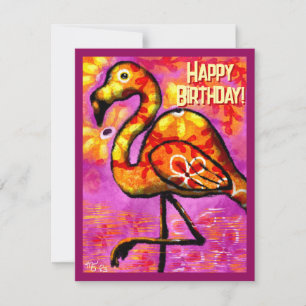 Whimsical Abstrakt Flamingo Geburtstagskarte
