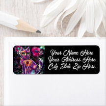 Whimsical Abstrakt Floral Kitty Cat Rücksendeadres