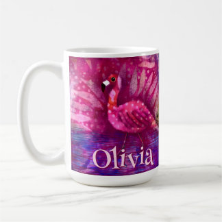 Whimsical Abstrakt Pink Flamingo Personalisiert Kaffeetasse
