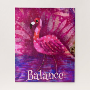 Whimsical Abstrakt Pink Flamingo Personalisiert Puzzle