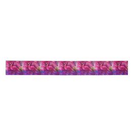Whimsical Abstrakt Pink Flamingo Personalisiert Satinband