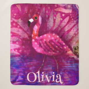 Whimsical Abstrakt Pink Flamingo Personalisiert Sherpadecke
