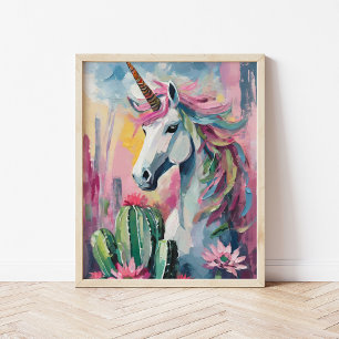 Whimsical Abstrakt Unicorn und Sukkuline Poster
