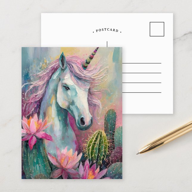 Whimsical Abstrakt Unicorn und Sukkuline Postkarte (Von Creator hochgeladen)