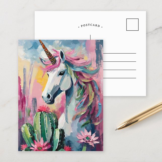 Whimsical Abstrakt Unicorn und Sukkuline Postkarte (Von Creator hochgeladen)