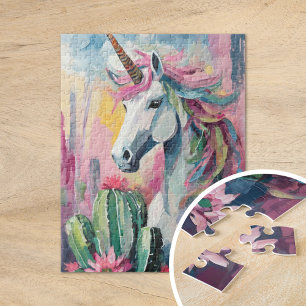 Whimsical Abstrakt Unicorn und Sukkuline Puzzle