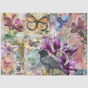 Whimsical abstrakte Kunst Collage Decoupage Seidenpapier