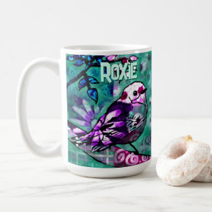 Whimsical abstraktes Vogel-Blumenmuster personalis Kaffeetasse
