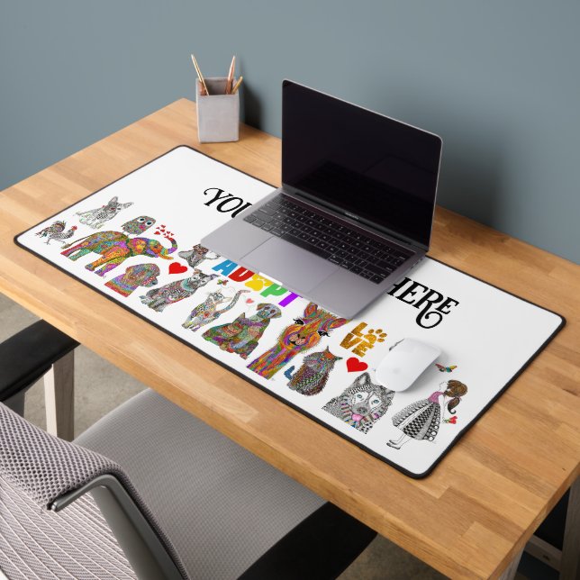 Whimsical Adoptier Liebe Tier Assortiment Desk Mat Schreibtischunterlage (Büro 2)