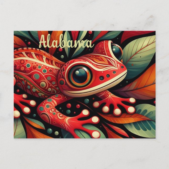 Whimsical Alabama Staat Red HIlls Salamander Postkarte (Vorderseite)