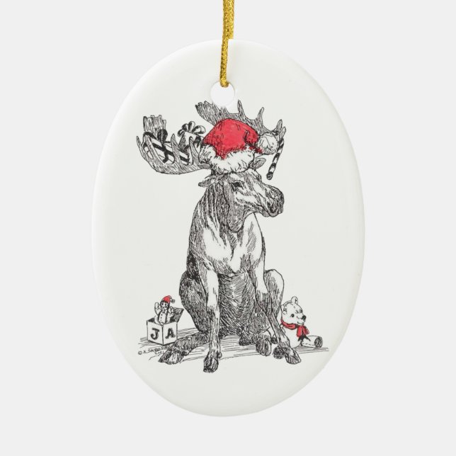 Whimsical Alaska Wildlife Weihnachten Keramik Ornament (Vorne)
