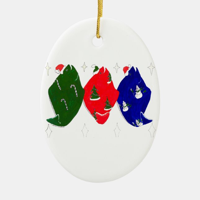 Whimsical Alaskan Wildlife Niedlich Weihnachtsschm Keramikornament (Vorne)