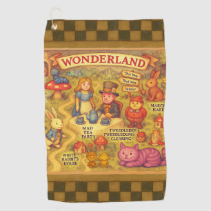 Whimsical Alice Abenteuer in Wonderland Karte Golfhandtuch