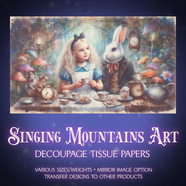 Whimsical Alice Tea Party DIY Craft Decoupage Seidenpapier (Von Creator hochgeladen)