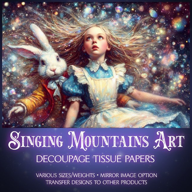 Whimsical Alice White Rabbit Wonderland Decoupage Seidenpapier (Von Creator hochgeladen)