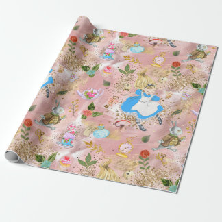 Whimsical Alice's Adventures in Wonderland Blush Geschenkpapier