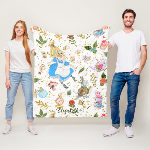 Whimsical Alice's Adventures in Wonderland Glitzer Fleecedecke