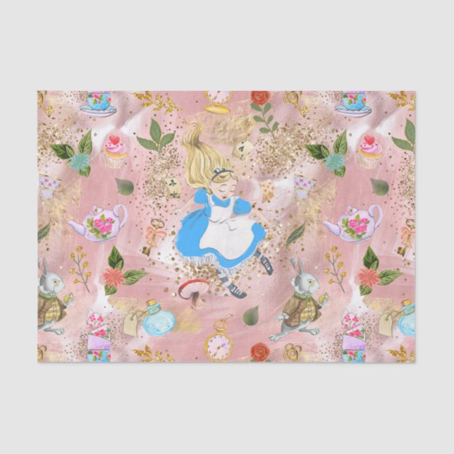 Whimsical Alice's Adventures in Wunderland Spaß Seidenpapier (Vorderseite)